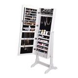 Mirrored Jewellery Dressing Cabinet with LED Light in White-Levede Dual Use