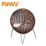 Pet Bed Elevated PaWz Rattan Cat Dog House Round Wicker Basket Kennel Egg Shape