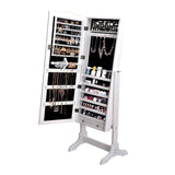 Mirrored Jewellery Dressing Cabinet in White Colour-Levede Dual Use
