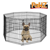 Pet Playpen Puppy Exercise 8 Panel Fence Black Extension No Door 30"