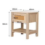 Bedside Tables Rattan Wood Drawers Nightstand Storage Cabinet Bedroom