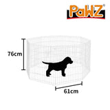 Pet Playpen Puppy Exercise 8 Panel Enclosure Fence Silver With Door 30"