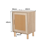 Bedside Tables Rattan Wood Side Table Nightstand Storage Cabinet Bedroom