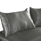 DreamZ Ultra Soft Silky Satin Bed Sheet Set in Single Size in Charcoal Colour