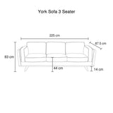 York Sofa 3 Seater Teal
