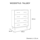 Woodstyle 4- drawer Tallboy