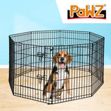 Pet Playpen Puppy Exercise 8 Panel Enclosure Fence Black With Door 42"