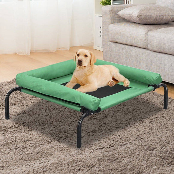 PaWz Pet Bed Heavy Duty Frame Hammock Bolster Trampoline Dog Puppy Mesh S Green