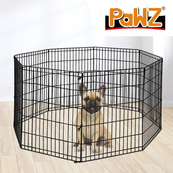 Pet Playpen Puppy Exercise 8 Panel Fence Black Extension No Door 36