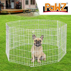 Pet Playpen Puppy Exercise 8 Panel Fence Silver Extension No Door 30"