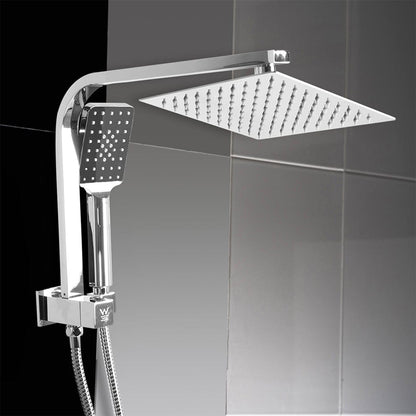 Rain Shower Head Set Silver Square Brass Taps Mixer Handheld High Pressure