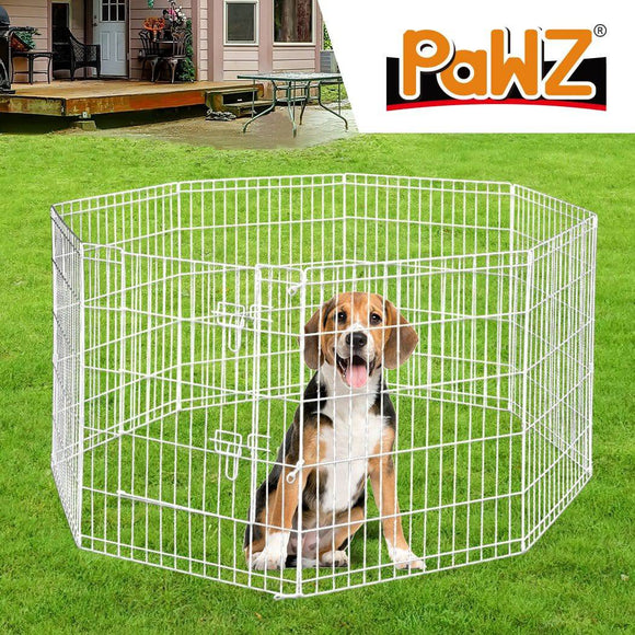 Pet Playpen Puppy Exercise 8 Panel Enclosure Fence Silver With Door 42