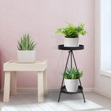 Levede Plant Stand 2 Tiers Outdoor Indoor Metal Flower Pots Rack Garden Grey