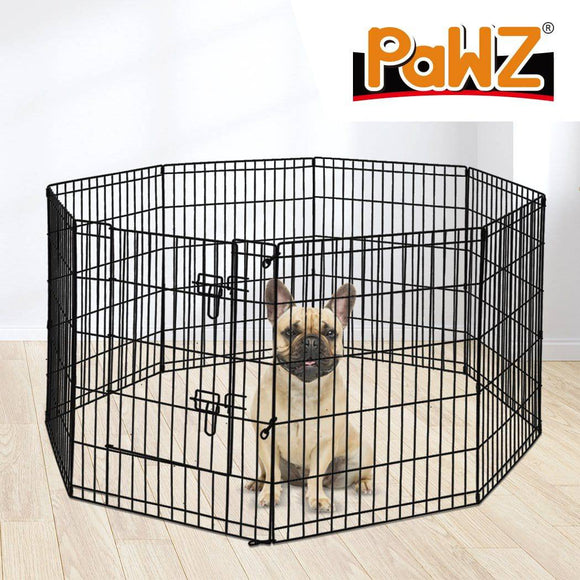 Pet Playpen Puppy Exercise 8 Panel Enclosure Fence Black With Door 30