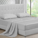 DreamZ 4 Pcs Natural Bamboo Cotton Bed Sheet Set in Size King Grey
