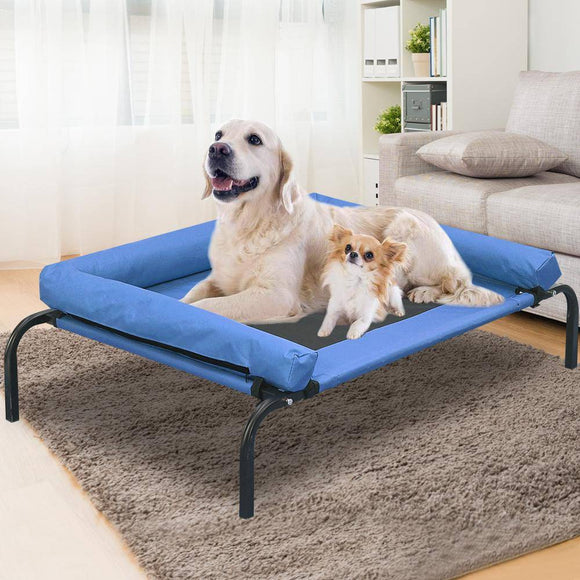 PaWz Pet Bed Heavy Duty Frame Hammock Bolster Trampoline Dog Puppy Mesh XL Blue