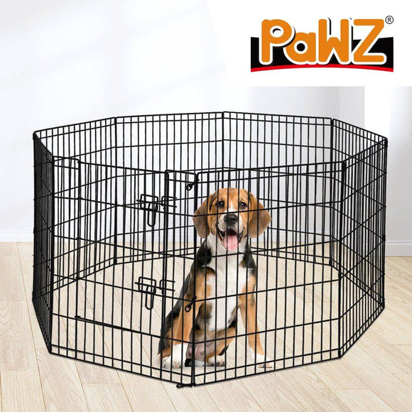Pet Playpen Puppy Exercise 8 Panel Enclosure Fence Black With Door 36
