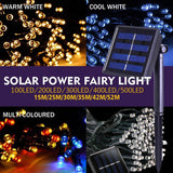 Fairy Lights 42M 400LED String Solar Powered Garden Christmas Decor Multi Colour