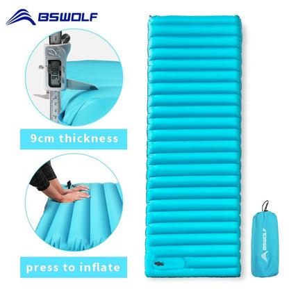 BSWOLF Inflatable Sleeping Mat Ultralight Air Mattress Single-Moisture-proof Pad