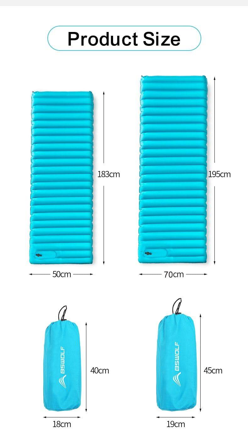 BSWOLF Inflatable Sleeping Mat Ultralight Air Mattress Single-Moisture-proof Pad