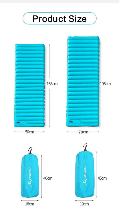 BSWOLF Inflatable Sleeping Mat Ultralight Air Mattress Single-Moisture-proof Pad