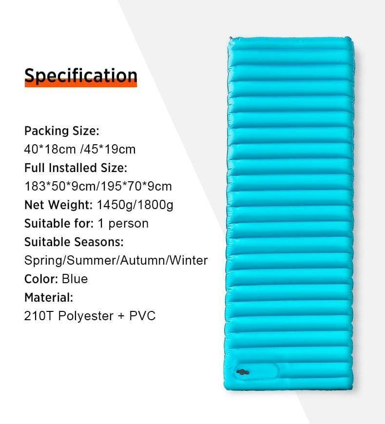 BSWOLF Inflatable Sleeping Mat Ultralight Air Mattress Single-Moisture-proof Pad