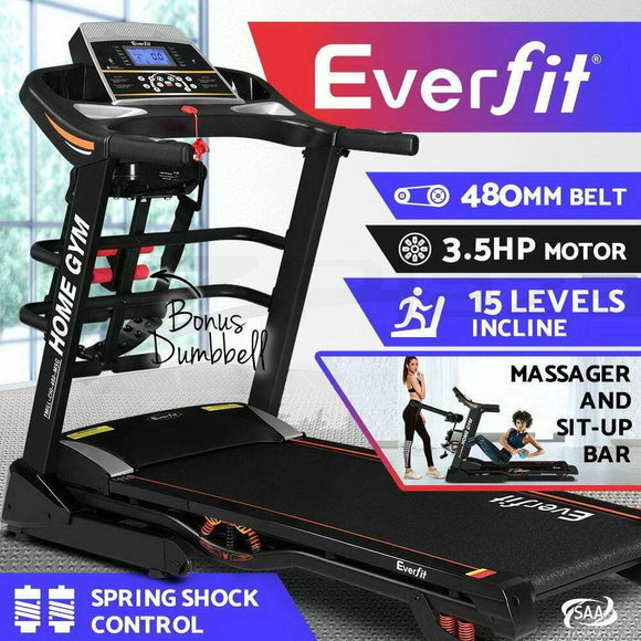 Everfit Treadmill Electric Home Gym Fitness Excercise Machine w/ Massager 480mm