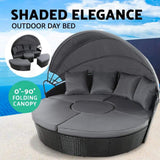 Outdoor Day Bed Lounge Setting Sofa Wicker Rattan Garden Chairs Black