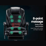 Office Chair 8 Point Massage Heated Reclining Gaming Chairs Black