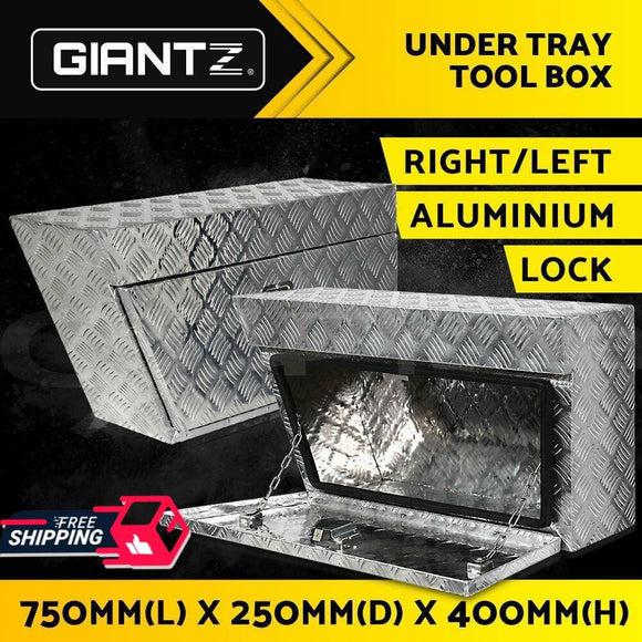 Giantz Pair of Under Tray Undertray Tool Box Aluminium Alloy Underbody Toolbox 75cm x 25cm x 40cm