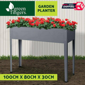 Green Fingers Garden Bed Elevated 100X80X30cm Planter Box Container Galvanised