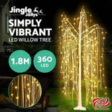 Jingle Jollys 1.8M LED Christmas Tree Willow Xmas Fibre Optic Warm White Lights
