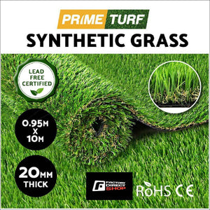 Prime Turf Artificial Grass 20mm 1mx10m Synthetic Fake Lawn Turf Plastic Plant 4-coloured
