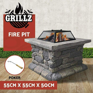 Fire Pit Table -Charcoal Camping Garden Rustic Fireplace 55 X 55 X 50 cm