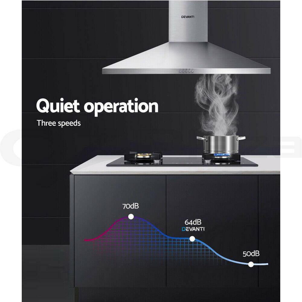 Range Hood 90cm 900mm Kitchen Canopy Stainless Steel Rangehood Wall Mount