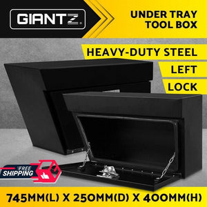 Giantz Ute Tool Box 1x Left UnderTray Toolbox Under Tray Aluminium Underbody  74.5cm x 25cm x 40cm