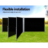 2m X 6m Retractable Side Awning Garden Patio Shade Screen Panel Black