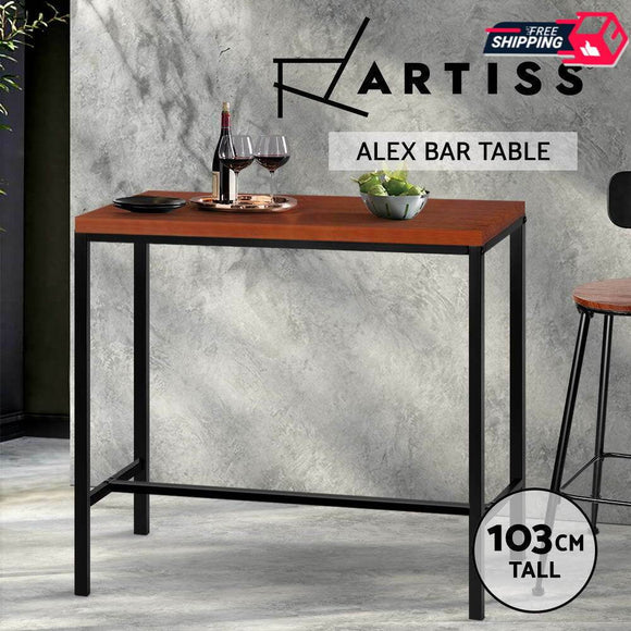 Vintage Bar Table ALEX Retro Pine Wood Metal Frame