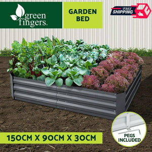 Green Fingers Garden Bed 150x90cm Planter Box Raised Container Galvanised Steel