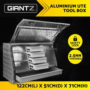 Giantz Aluminium Toolbox Generator Tool Box Drawers Truck Canopy Trailer Locks 122cm x 51cm x 71cm