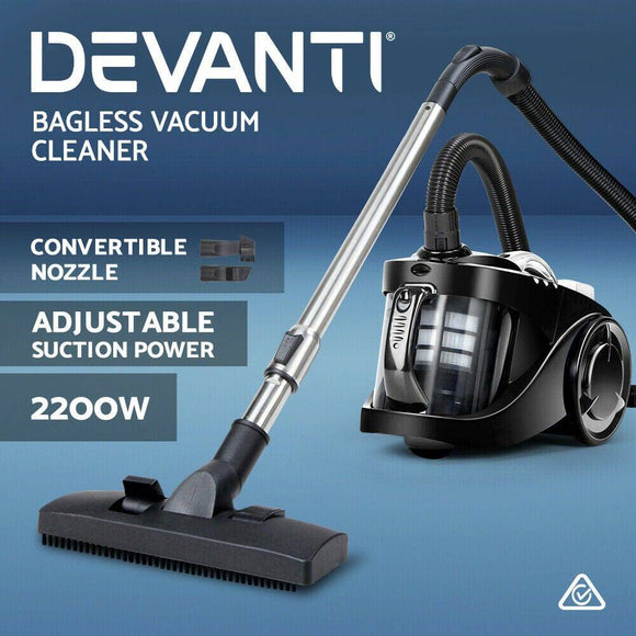 Vacuum Cleaner Devanti 2200W Bagless Cyclone Cyclonic  - Black