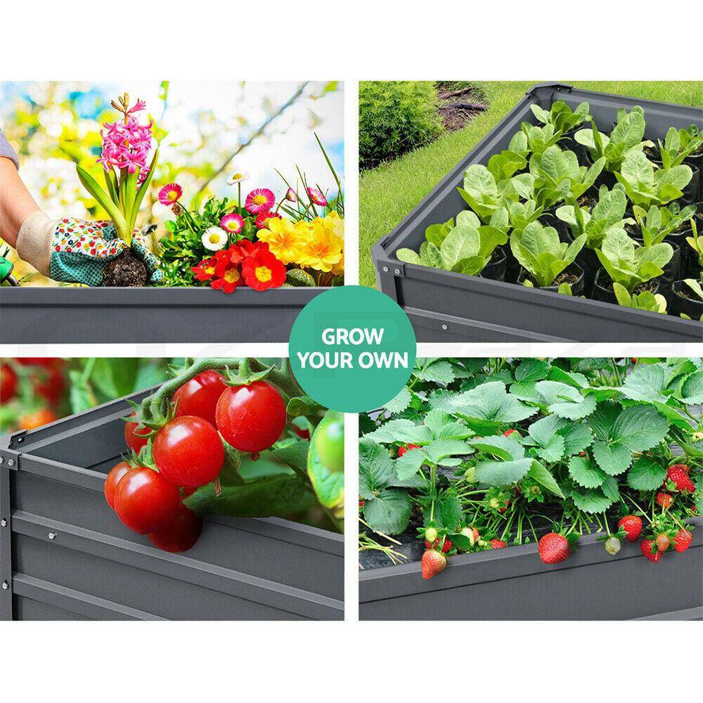 Green Fingers Garden Bed 320x80x77cm Planter Box Raised Container Galvanised Herb