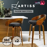 Artiss Set of 2 Wooden Bar Stools - Black