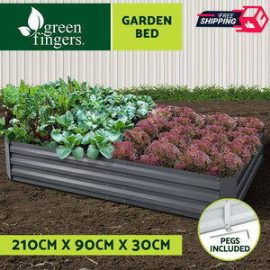 Green Fingers Garden Bed 210x90cm Planter Box Raised Container Galvanised Steel
