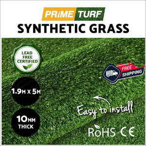 Prime Turf Artificial Grass 2mx5m 10mm Synthetic Fake Lawn Turf Plant Plastic Olive