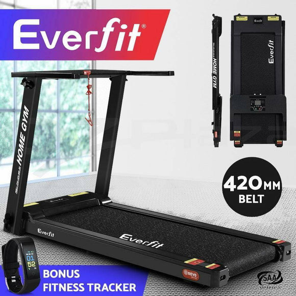 Everfit Treadmill Electric Home Gym Fitness Excercise Fully Foldable 420mm Black