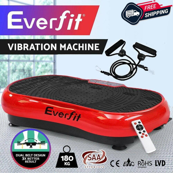 Everfit Vibration Machine Platform Vibrator Resistance Rope Home Fitness Red
