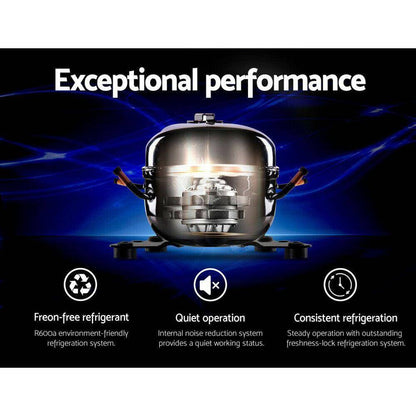 Devanti 115L Bar Fridge Glass Door w/Light Black