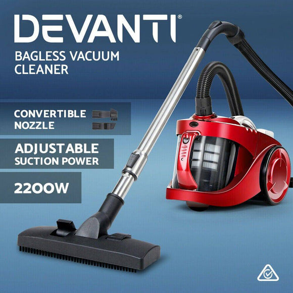 Vacuum Cleaner Devanti 2200W Bagless Cyclone Cyclonic  - Red
