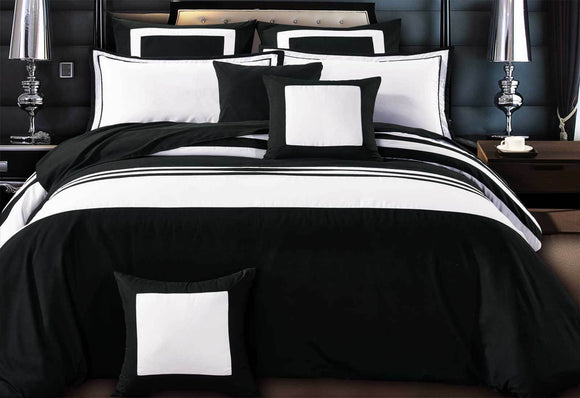 Luxton Super King Size Rossier Black-White Striped Quilt Cover Set(3PCS)